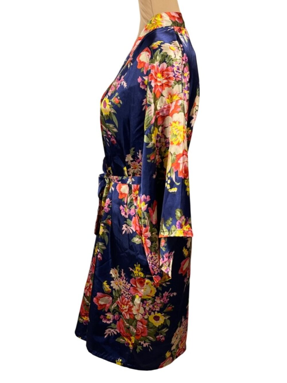 Unbranded Kimono Robe One Size Blue Floral Bridesmaid Long Sleeve - Picture 2 of 6